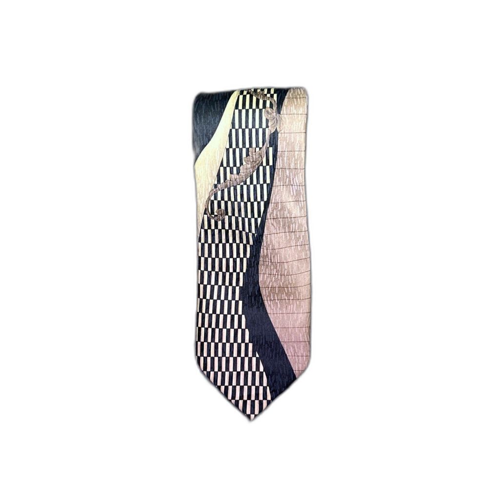 Designs by Tal Black Gold Silk Tie Geometric